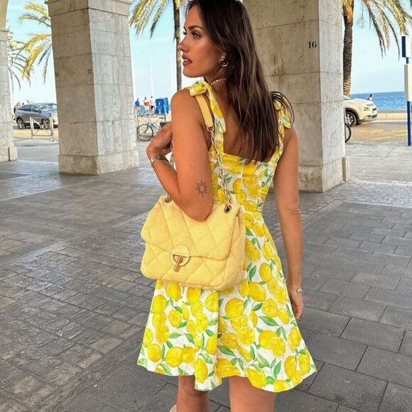 PRINTED LINEN BLEND MINI DRESS - Picture 3 of 10